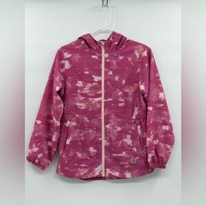 Carhartt Girls Hooded Windbreaker Jacket Pink Camo M (10-12)